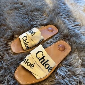 Chloe Tan and Cream Sandals